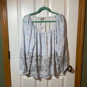 LOFT Blue Patterned Top